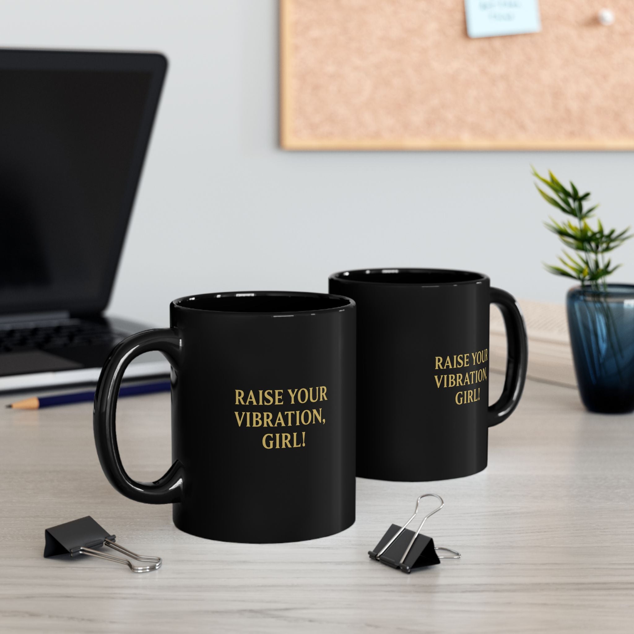 Raise Your Vibration Black Mug