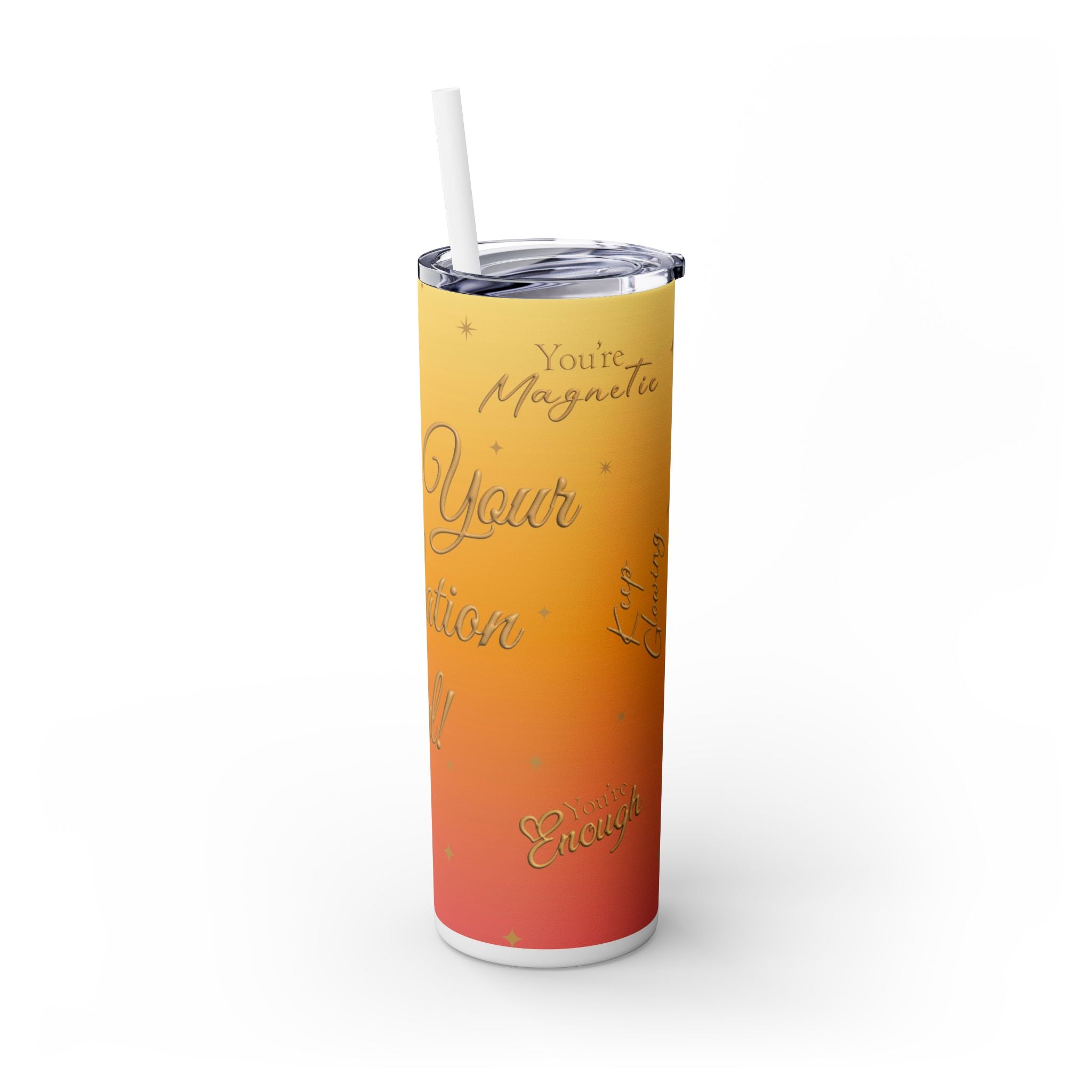 Raise Your Vibration Girl Skinny Tumbler with Straw, 20oz