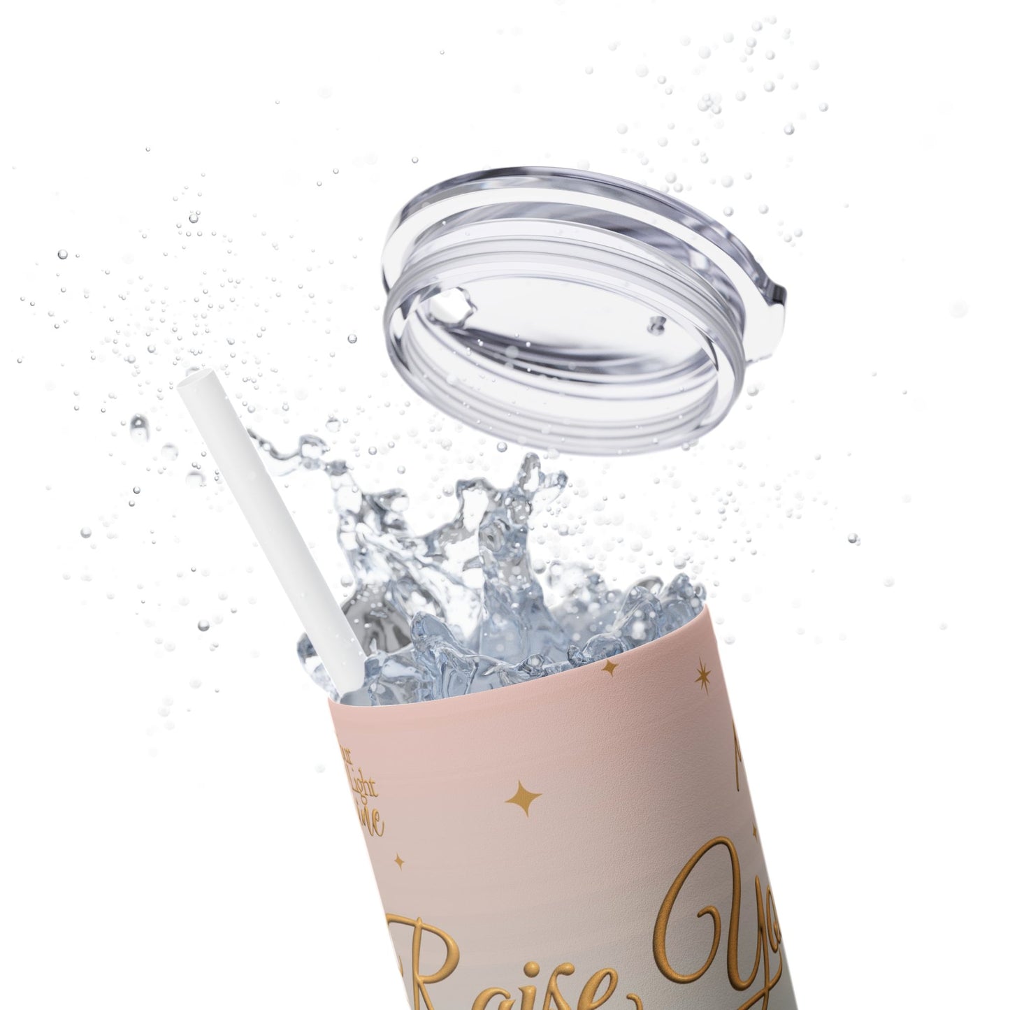 Raise Your Vibration Girl Skinny Tumbler with Straw, 20oz