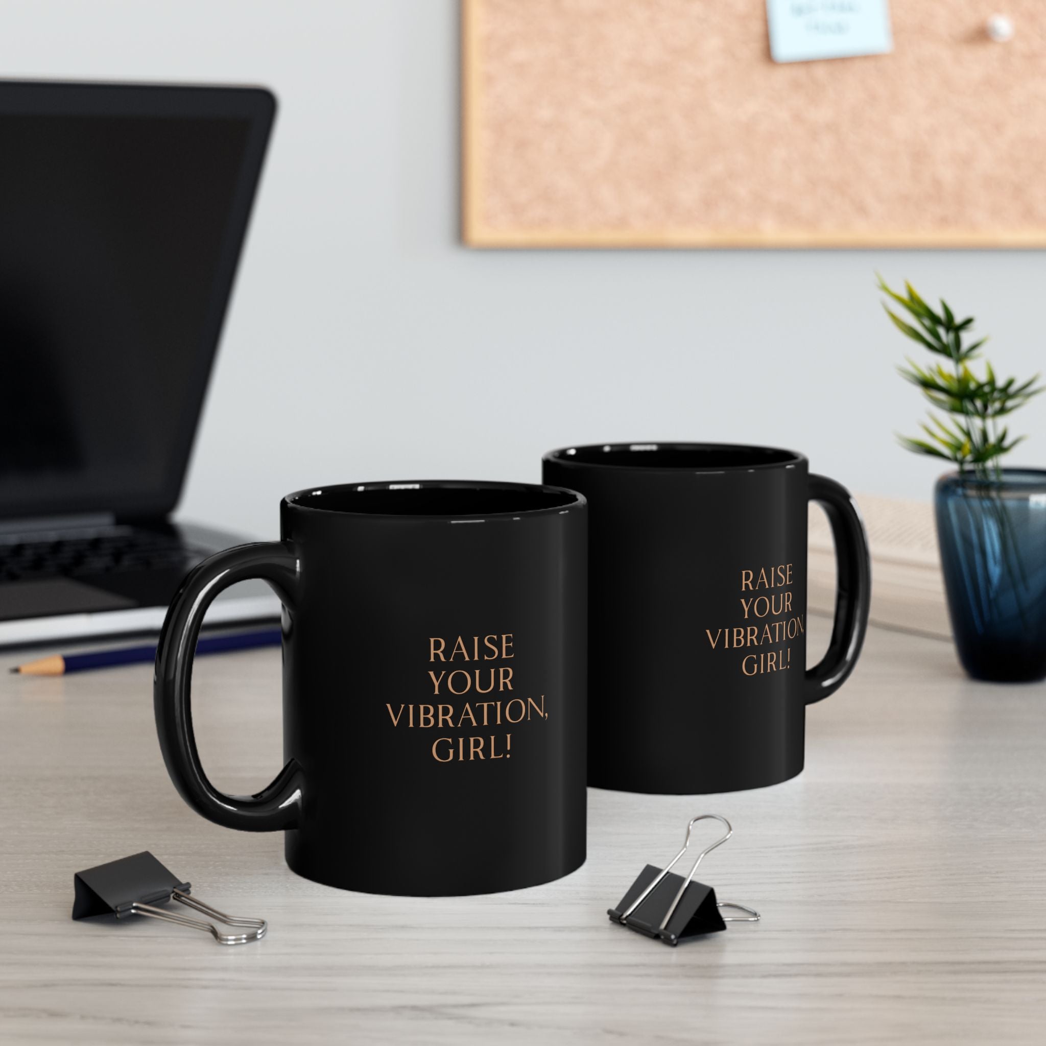 Raise Your Vibration Black Mug