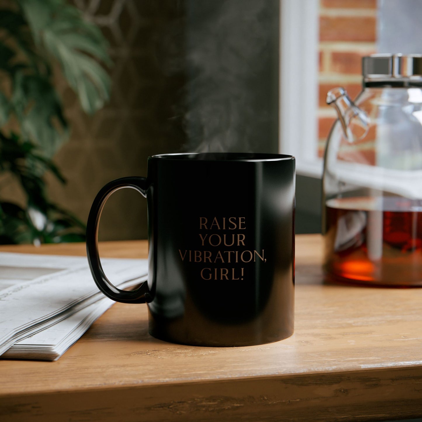 Raise Your Vibration Black Mug